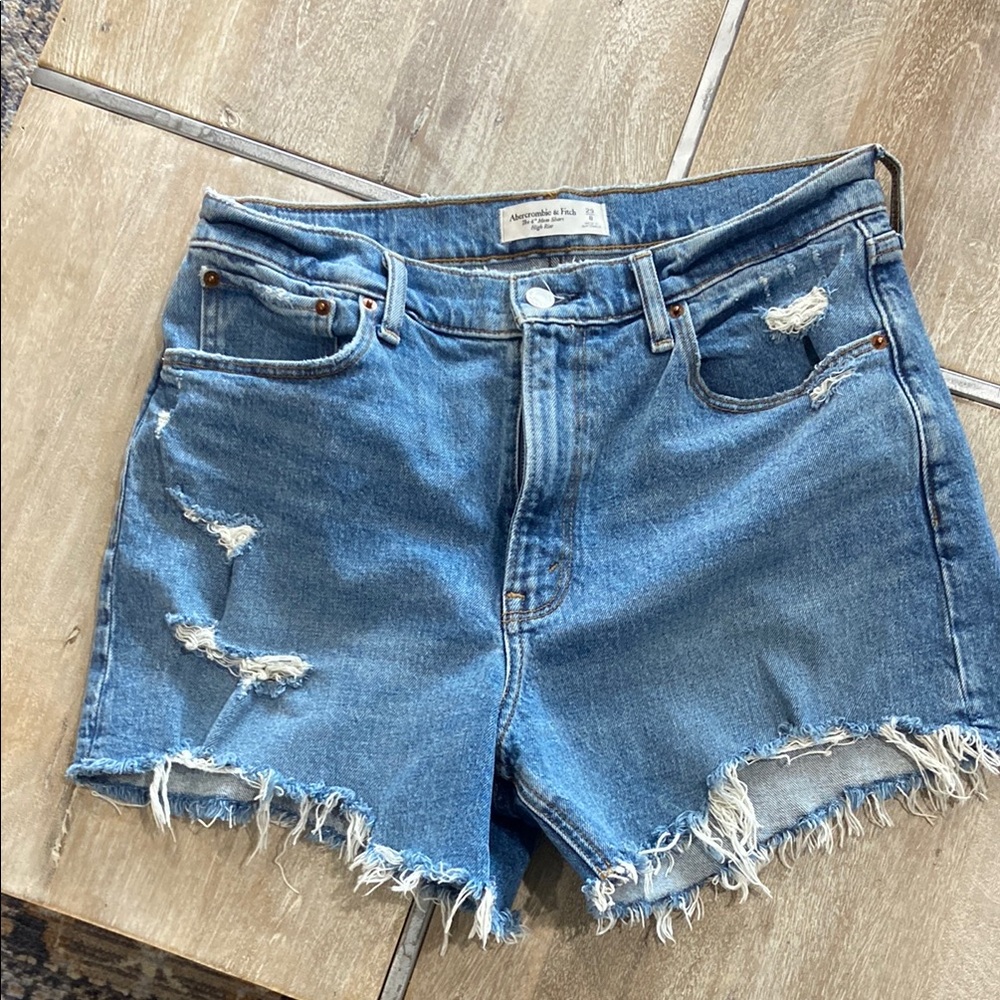 Abercrombie & Fitch Blue Jean Shorts Distressed Casual
